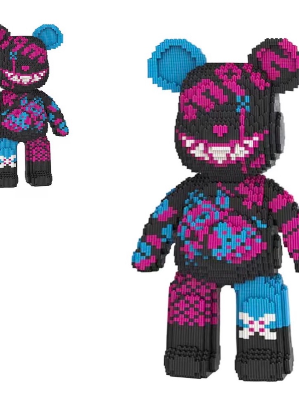 Black, Pink & Blue Pixel Bear Plush Toy - Kids Toy Brand New, Never Used